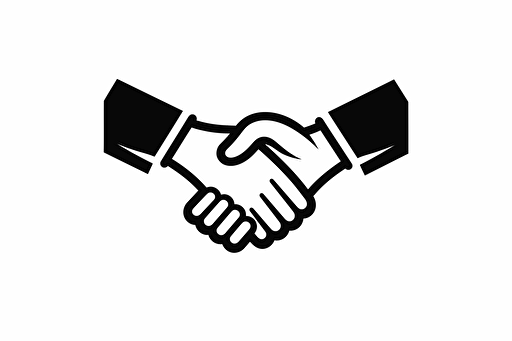 clasp handshake as vector symbol isolated on solid white background, high quality