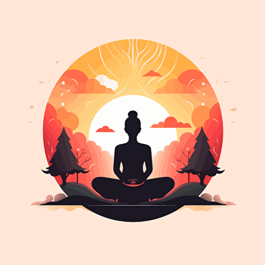 motivational and meditating logo, flat vector,