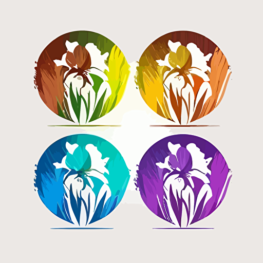 different iris silhouette logo in a circle white background vector harmony color match