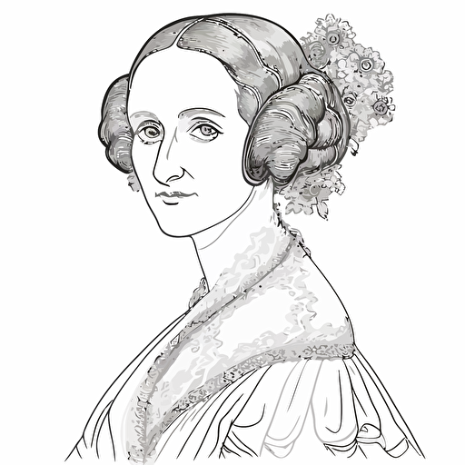 ADA LOVELACE outlined for coloring png clear line vector