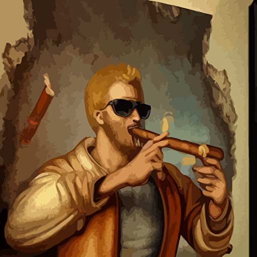 church fresco depicting duke nukem smoking cigar art leonardo da vinci renaissance sunglasses duke nukem 3d video game character intricate highly detailed