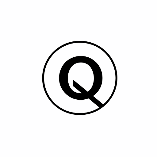 minimalist iconic logo of letter 'Q' for Quotela , black vector on white background