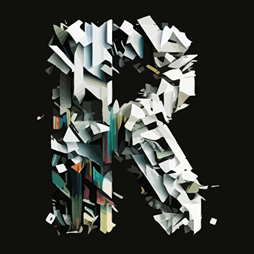 Glitchy, alphabet ,vector, white