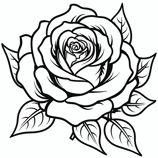 rose No Shadow. Cartoon. Coloring page. Vector. Simple.