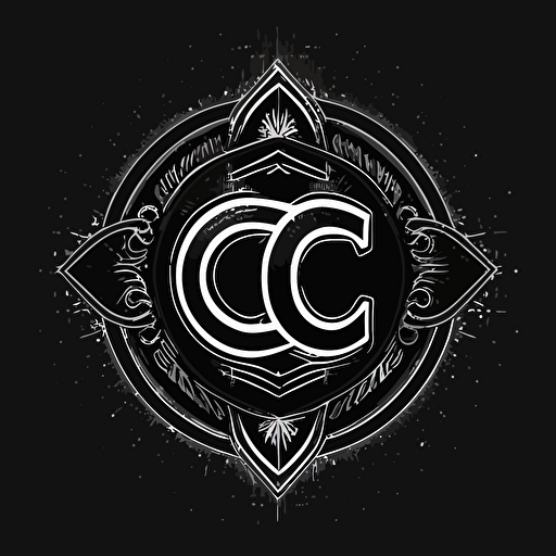 a simple sketch of a crypto money called CC logo on black background, logo, vector