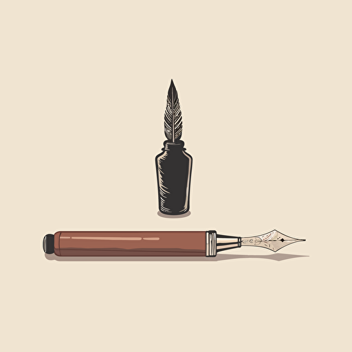 flat minimalist vector illustration of an old quill fountain pen