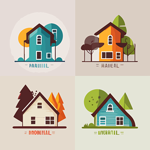 flat vector logos for housing simple colors