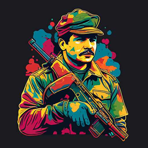 chapo guzman colorido con ak47 en vector