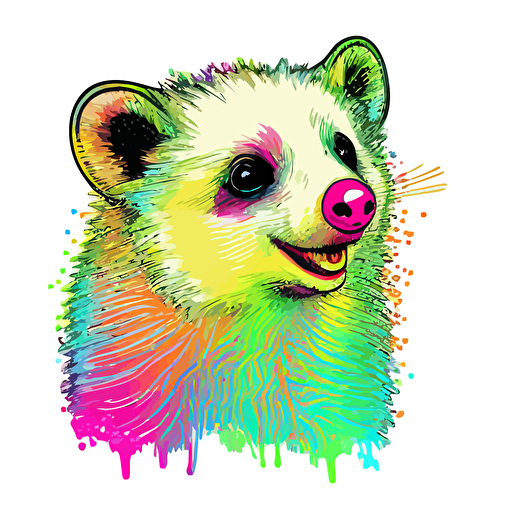 crayon style smiling opposum transparent background vector