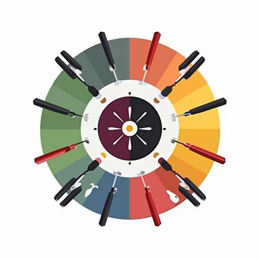 Minimalistic round war table in a logo style, include softness and unity, top view, vector, cartoon style, white background