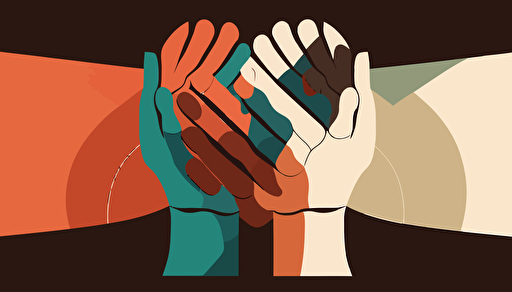 hands holding, painted as shapes, minimal, low detail, vector art,