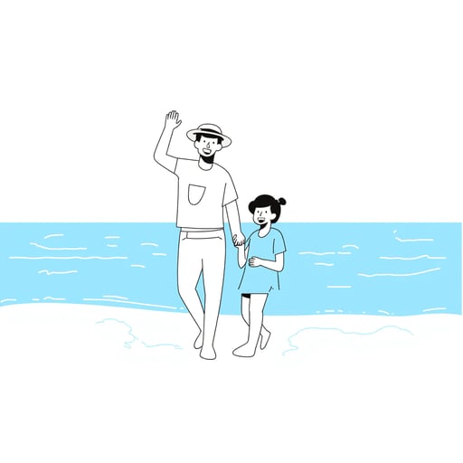 a family at the beach