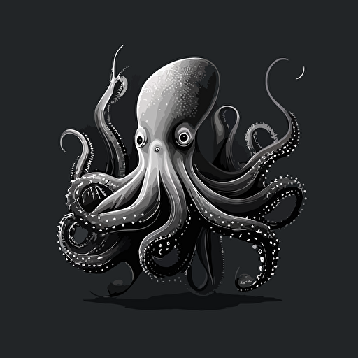 minimalistic black white Vector octopus loco