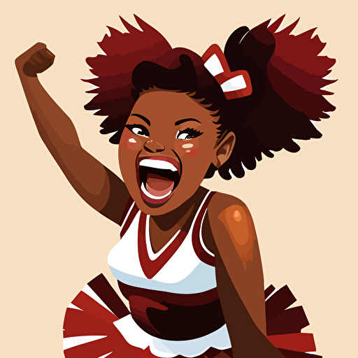 vector animation of teenage brown skinned cheerleader wearing maroon