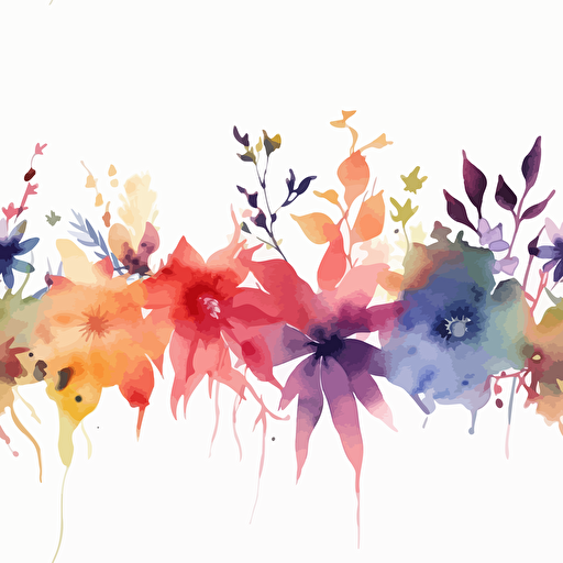 watercolor flower border, minimalism white background vector