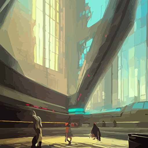 neo brutralism futuristic architectural art colorful hyperrealistic cgsociety octane render 8k realistic depth 3d feeling sunlight shadows reflections romanticism 3d realistic depth style akihiko yoshida greg rutkowski