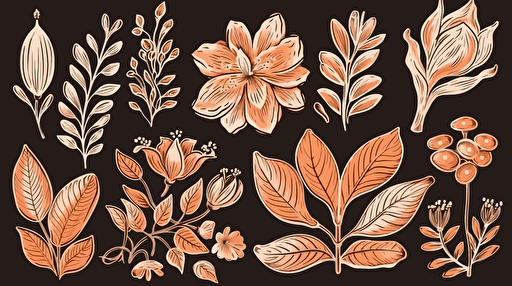 set of floral, vector illustration style.