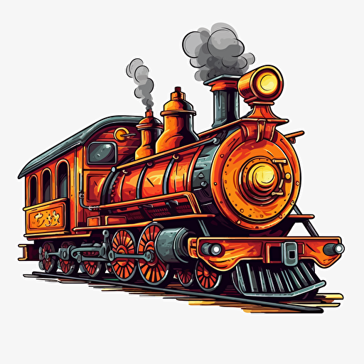 cartoon train vector art, white background
