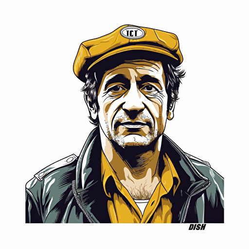 robert de niro taxi driver vector illustration with thick outline isolated on white background