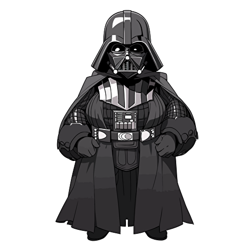 fat A beautiful female darth vader, goofy looking, smiling, minimalistic, flat light, white background, vector art