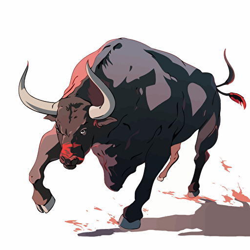 San fermin bull, scary, tiled, manga like, burning man style, vector art, white background