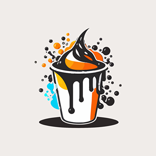modern fun logo of ice melting and juice snow-cone in a cup black vector white background