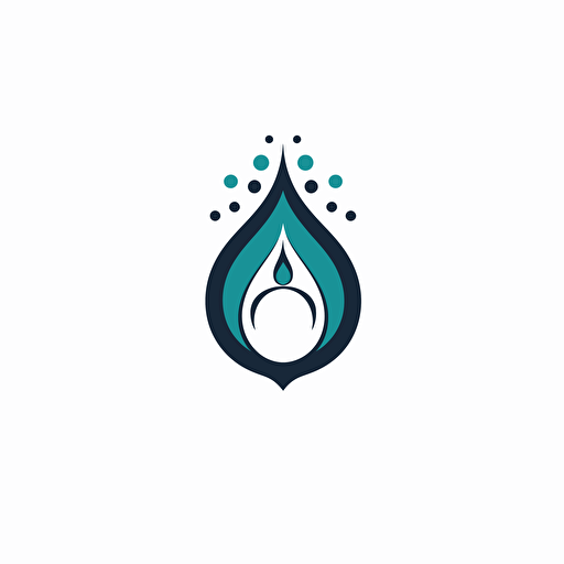 a round white, minimalistic, vector logo for an expensive natural cosmetics company. Incorporate a water droplet