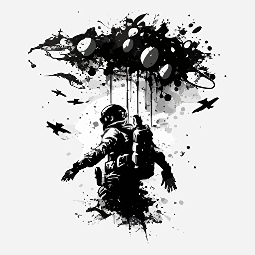 paintball in the air, call of duty perk, vector, black and white