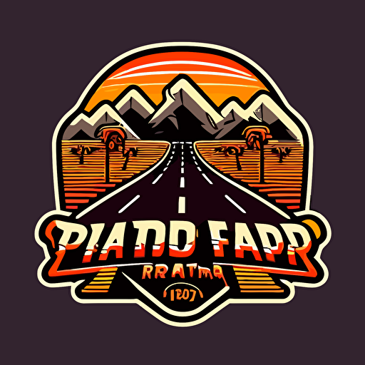 flat vector logo design for road trip app, use roads and digital connections, limit to 2 colors