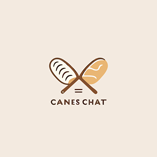 simple minimalist logo design that includes two putter golf clubs crossed and a croissant. Vector. Clean background