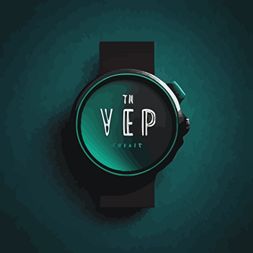 Logo design, No letters, vector, smart Hand watch with straps, minimalist, round shape, logo make using colours of black, dark teal.