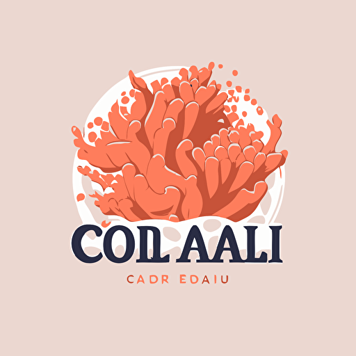 clean logo for a foundation with the name Coral, vector flat color style