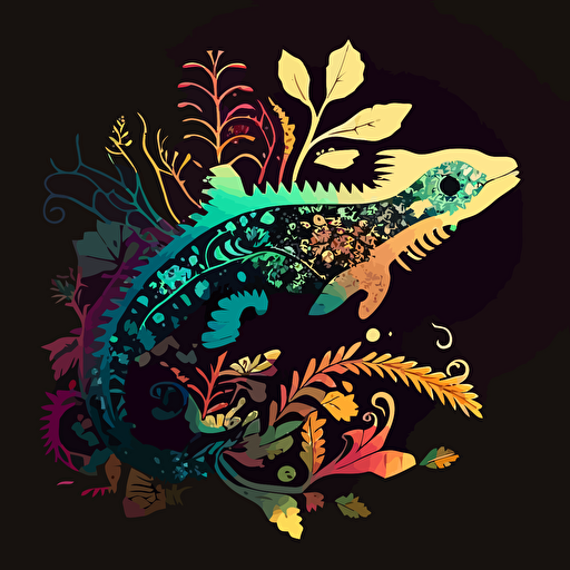 silhouette of an axolotl alebrije:: vector art