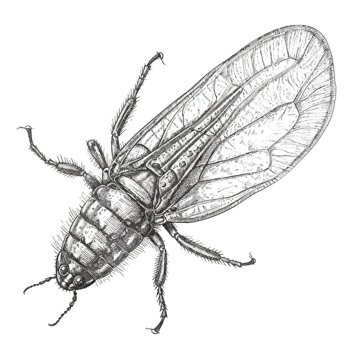 whitefly, in the style of vector illustrations, monochromatic sketches, white background