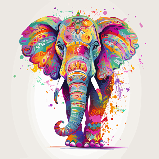 elefant by lisa frank, white background, vector