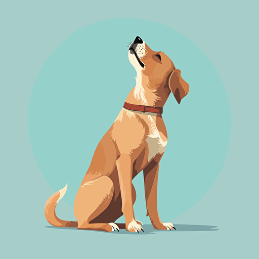 cute dog sitting up with paws in the air, side view, 2d, vector illustration