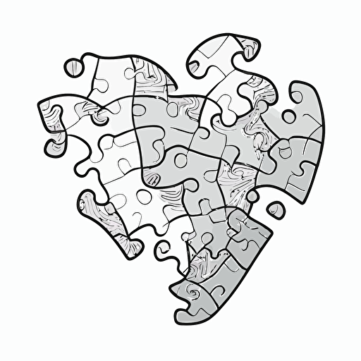 vector line drawing of puzzle peaces