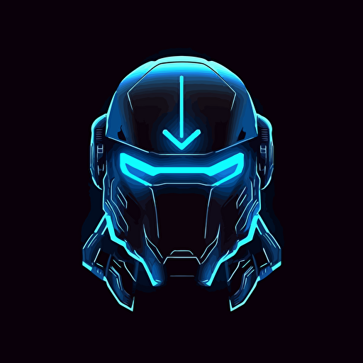 minimalist logo design, vector, tactical, neon blue, robotic helmet, soundwave on visor, letter Y, daft punk,