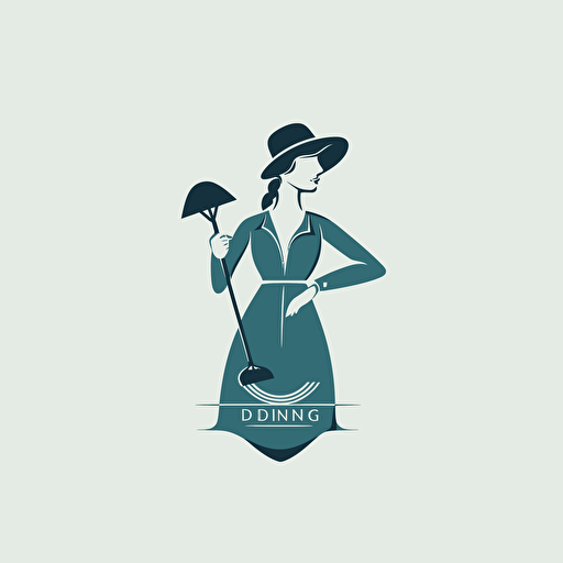2d Vector logo, cleaning lady services, simple tones and details