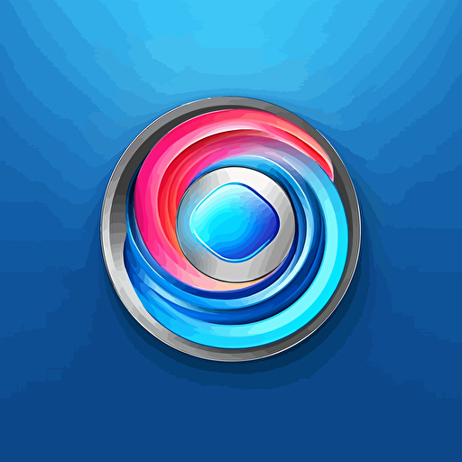 concept art of minimialistic circular vector logo with 3 rotating rings within, bright with slight bluetint, soothing background.