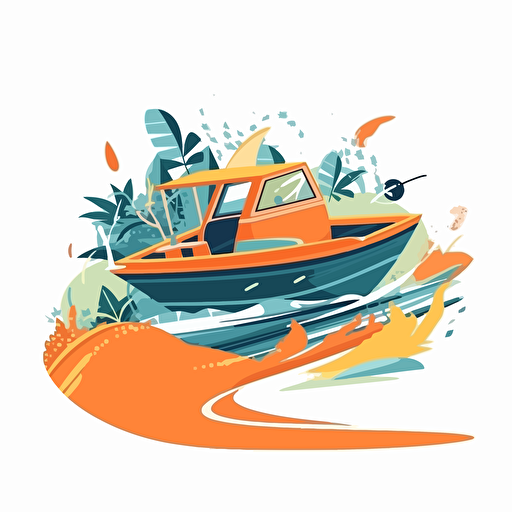 vector flat illustration surf boat, white background