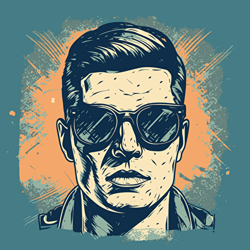 rectangular face with sunglasses, vector artwork