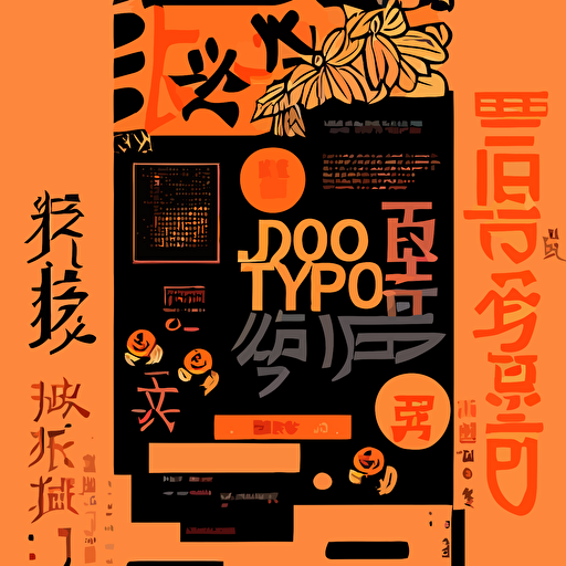 poster design duochrome contemporary typographic japanese katakana black orange colour palette layout design illustrator vector graphics
