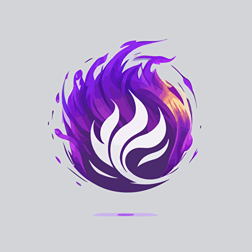 fire in a minimalist logo design, vector art, rounded, crypto, purple