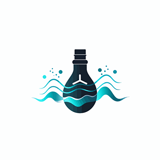 simple vector logo of an laboratorium bottle combined with an audio wave