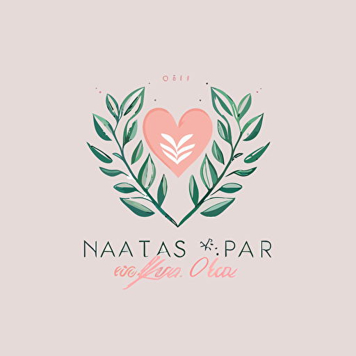 flat vector logo minimalistic heart leaves nature nail salon spa dear mother