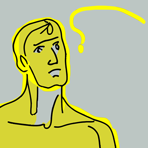 yellow vector line drawing clip art, a person asking someone for help