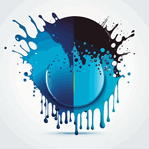 vector image round light blue and dark blue color logo with cmyk ink drops, White background no text