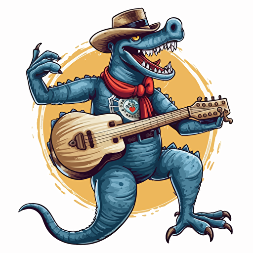 a alligator playing a banjo clip art in the style of vector art