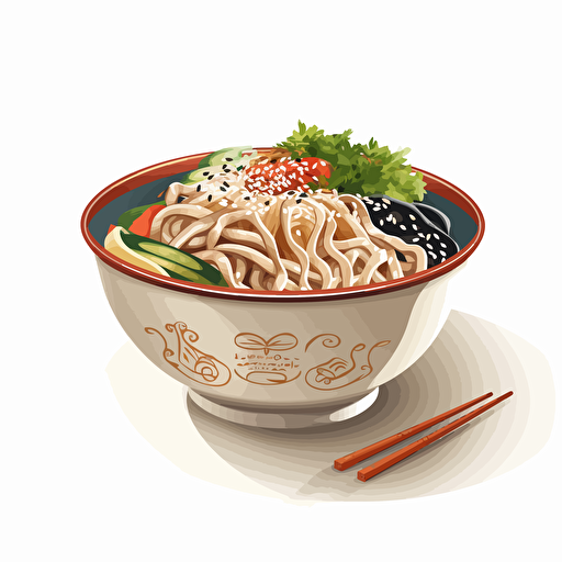 soba bowl, vector art, white background